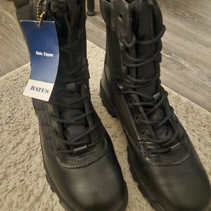 Bates Black Tactical Boots with Side Zipper